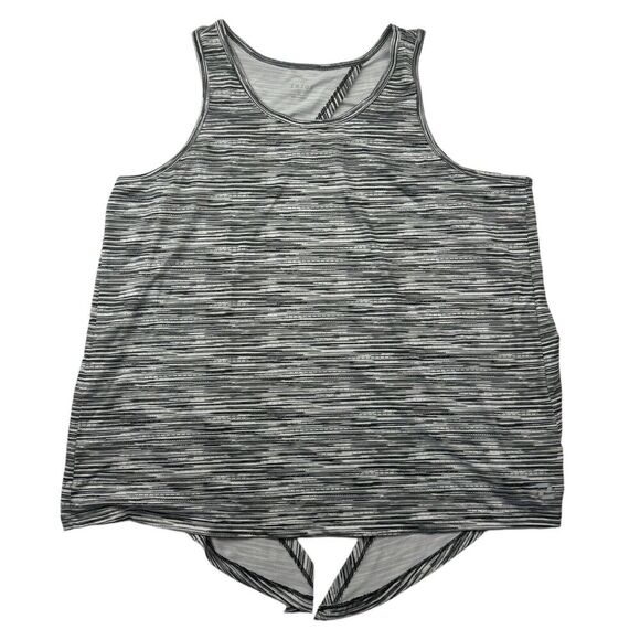 Zelos Black White Striped Tie/Open Back Sleeveless Athletic Tank Top Size XL - Picture 1 of 9